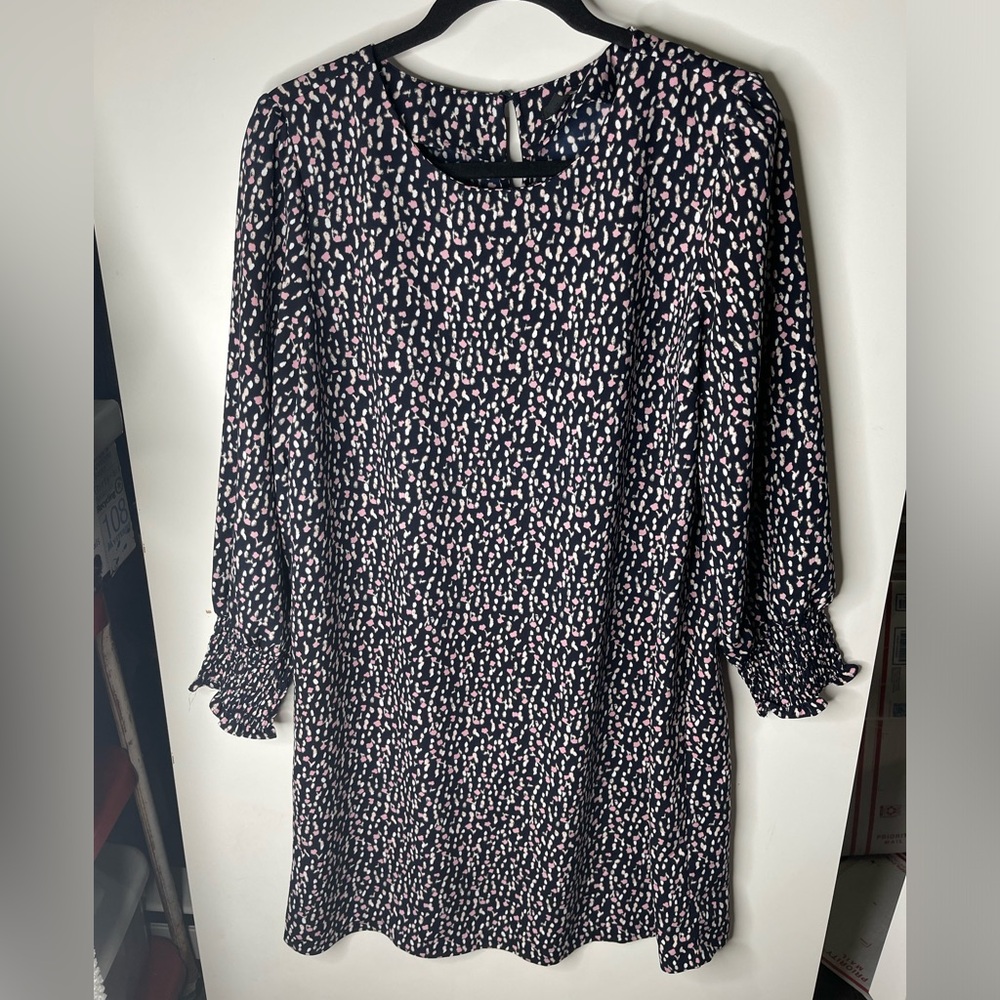 ⭐️Ann Taylor Navy Print 3/4 Sleeved Shift Dress size 12